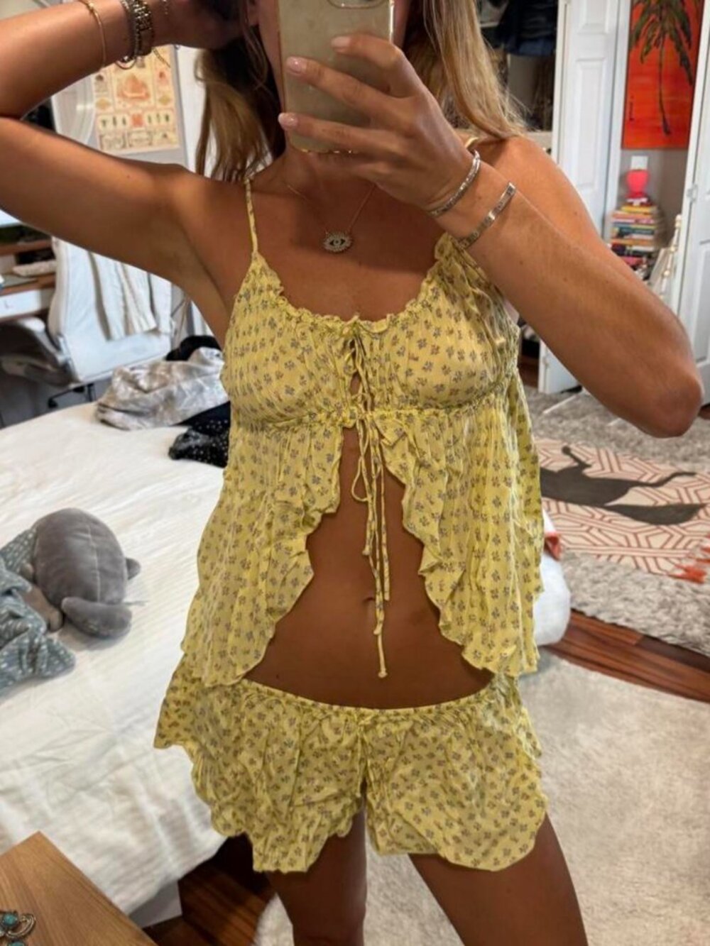 Urban Outfitters Women's Yellow Floral Set
